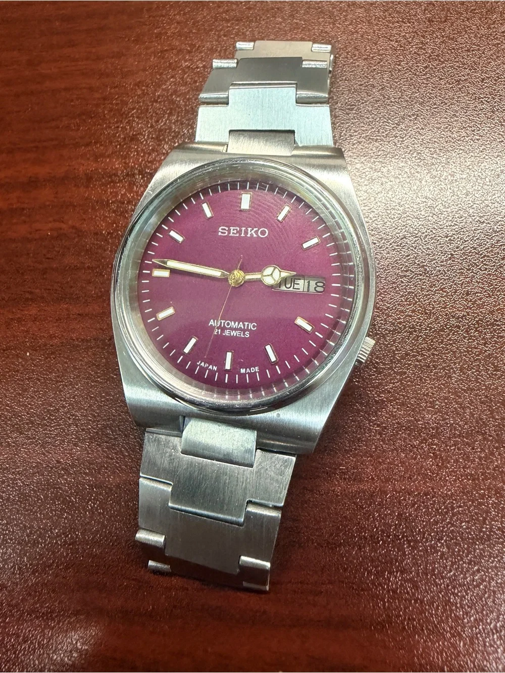 Seiko Purple Dial Automatic Watch - 37mm